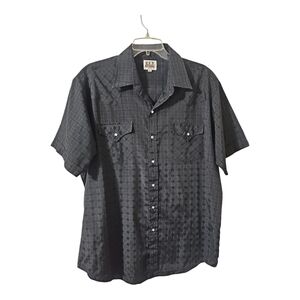 Fly Cattleman Western Pearl Snap Short Sleeve Shirt Black Checkered Size XL